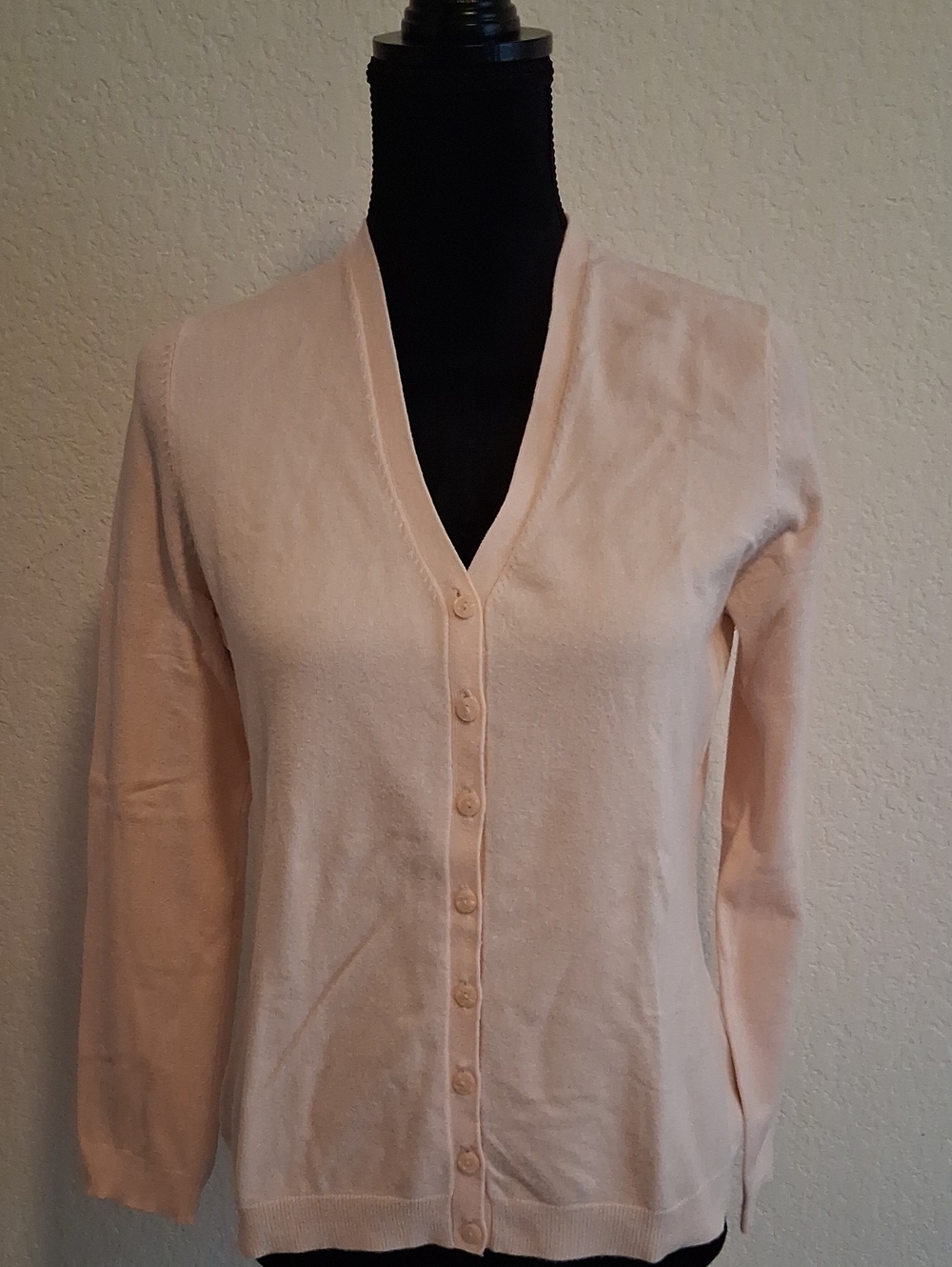 Kasper Pale Pink V-Neck Button Front Cardigan